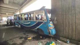 Several passengers injured as bus collides with metro rail pillar
