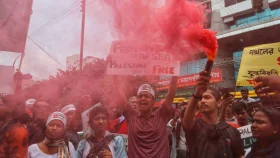 Protest before US Embassy in solidarity with 'Free Palestine Movement'