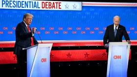 Faltering Biden, forceful Trump clash in presidential debate