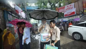 HSC students brave rain to reach exam centres in Dhaka
