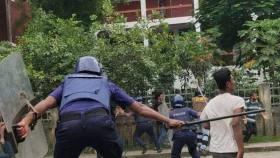 March for Justice: Police disperse protesters charging batons in Thakurgaon