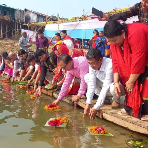 Rangamati comes alive as hill festivals begin with flower offerings in Kaptai Lake