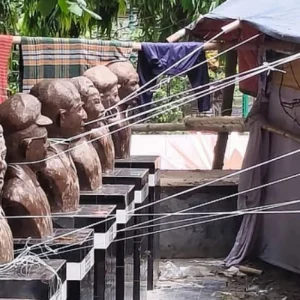 Outrage in Tangail as ropes found tied around Bir Shreshtha sculptures at fair site