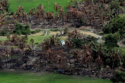 Aerial view of a burned Rohingya village near Maungdaw, north of Rakhine state, Myanmar | Reuters