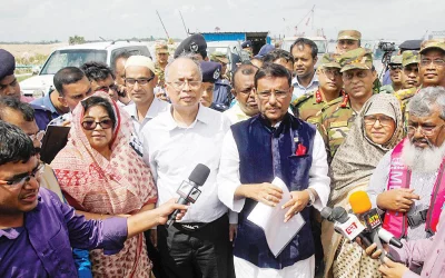 According to Road Transport and Bridges Minister Obaidul Quader, the Padma Bridge projectu2019s progress is at 47.5%. Forty-nine percent work of the main bridge is complete while the connecting bridge at Mawa is done. The connecting bridge at Jajira is 99% done | Mehedi Hasan/Dhaka Tribune