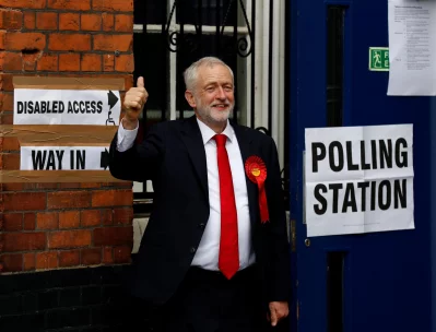 Jeremy Corbyn, leader of Britains opposition Labour Party, arrives to vote in Islington, London, Britain June 8, 2017rnREUTERS