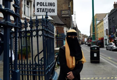 A voter is seen outside a polling station in Hyde Park, London, Britain June 8, 2017rnREUTERS