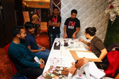 Some of those in attendance at the launch event opted to get self-portraits on the spot | Mahmud Hossain Opu/Dhaka Tribune