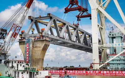 Construction spree at the bridge, one of the top priority projects of the government, has been underway by overcoming the complexities relating to the formation of soil layers on the riverbed | Mehedi Hasan/Dhaka Tribune