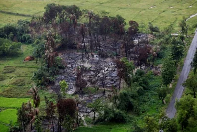 Aerial view of a burned Rohingya village near Maungdaw, north of Rakhine state, Myanmar | Reuters