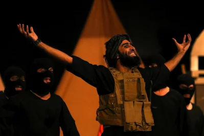 Actors re-enact Yazidi genocide by Islamic State
