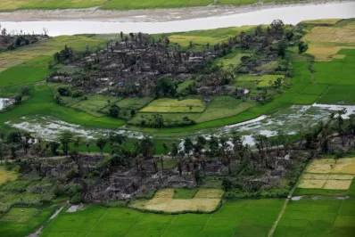 Aerial view of a burned Rohingya village near Maungdaw, north of Rakhine state, Myanmar | Reuters