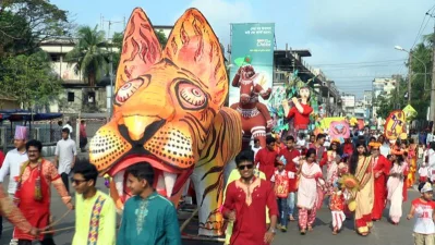 A Pohela Boishakh procession in Barishal on April 14, 2018 | Dhaka Tribune