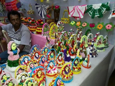 Traditional wares on display at a stall in Chaitra Fair at Agartala Pranab Shil