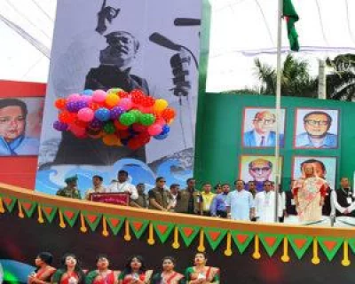 The leaders of AL showed respect to the father of the nation Bangabandhu, his family, the four leaders, freedom fighters and the martyrs of the Language Movement by taking a minute of silence. Photo: Yasin Kabir Joy/Dhaka Tribune