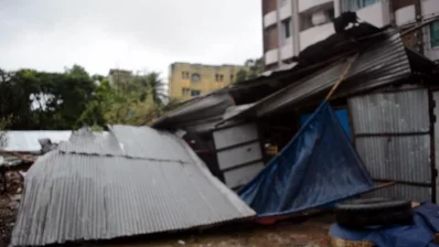 Several houses are damaged as the cyclonic storm Mora crossed Coxu2019s Bazar. Photo: DHAKA TRIBUNE