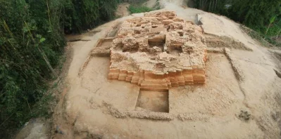 Birds eye view of the Madhabgaon Vishnu temple. Locals say the place was a hill or Buruj, covered in greenery DHAKA TRIBUNE/BIPUL SARKER SUNNY