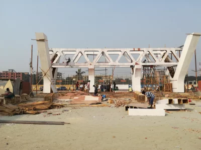 The huge gate remains under construction as workers speed up furnishing | Mahmud Hossain Opu/Dhaka Tribune