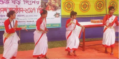 Girls dance in an event aimed at observing Christmas in Sherpur | Abul Hashim/Dhaka Tribune