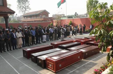 The namaj-e-janaza of 23 Bangladeshis was held on the premises of Bangladesh Embassy in Nepal on March 19, 2018 | Rajib Dhar/Dhaka Tribune