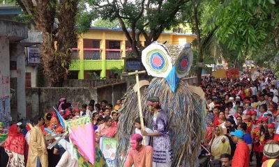 A Pohela Boishakh procession in Jhalakati on April 14, 2018 | Dhaka Tribune
