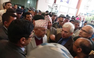 Nepalese Prime Minister Khadga Prasad Oli visits Tribhuvan International Airport to oversee the rescue operation at the carsh site in KathmandurnDhaka Tribune