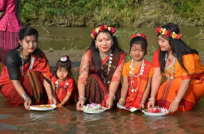 The Chakma community celebrated u201cPhulbiju,u201d the first day of the festival by floating flowers in Khagrachharis Chengi river u2013 a ritual symbolic of bidding farewell to last years tribulations to make way for a peaceful and prosperous new year | Dhaka Tribune