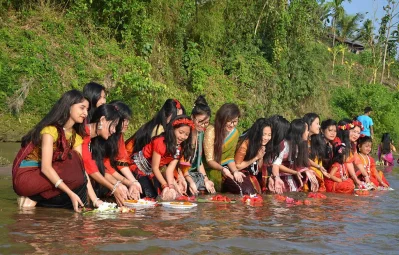 The Chakma community celebrated u201cPhulbiju,u201d the first day of the festival by floating flowers in Khagrachharis Chengi river u2013 a ritual symbolic of bidding farewell to last years tribulations to make way for a peaceful and prosperous new year | Dhaka Tribune