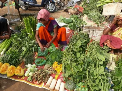 Shak (leafy vegetables) being sold in Agartala, Tripura ahead of Chaitra Sangkranti. Eating Shak is a part of the days tradition Pranab Shil