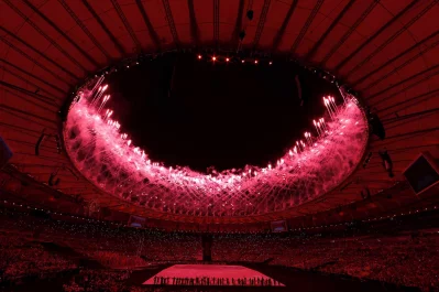 Fireworks erupt during the opening ceremony REUTERS