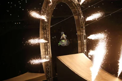 A performer in a wheelchair takes part in the opening ceremony REUTERS