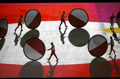 Performers take part during the opening ceremony REUTERS