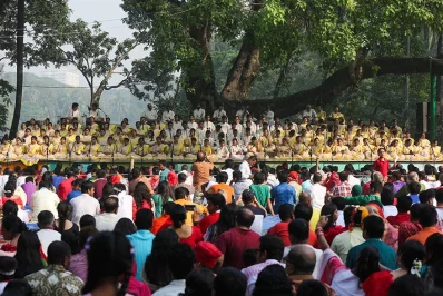 Pohela Boishakh - Chhayanaut artists perform at Ramna Batamul to welcome Pohela Boishakh on April 14, 2017. The cultural organisation has been organising Pohela Boishakh celebrations since 1967. . SYED ZAKIR HOSSAIN/DHAKA TRIBUNE