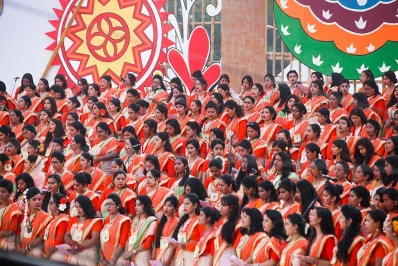 Pohela Boishakh - Artists perform at a programme organised by a private TV channel welcoming Pohela Boishakh at the Bangabandhu International Conference Center on April 14, 2017. MEHEDI HASAN/DHAKA TRIBUNE