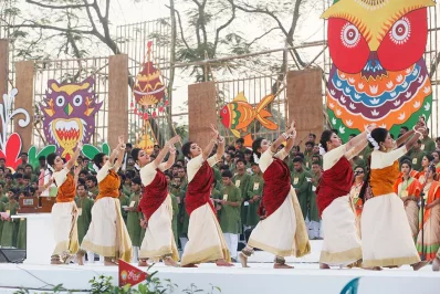 Pohela Boishakh - Artists perform at a programme organised by a private TV channel welcoming Pohela Boishakh at the Bangabandhu International Conference Center on April 14, 2017. MEHEDI HASAN/DHAKA TRIBUNE