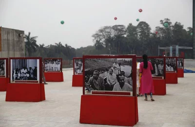 Pictures of Bangabandhu Sheikh Mujibur Rahman from the Liberation War, on display at Suhrawardy Udyan  | Mehedi Hasan/Dhaka Tribune