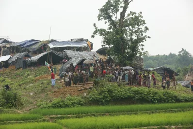 Waiting to escape  - Rohingya refugees wait at Tumur no-manu2019s land in Bandarbanu2019s Myanmar border in order to escape the violence in Rakhine state. The photo was taken on September 6, 2017 | Syed Zakir Hossain/Dhaka Tribune