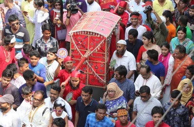 A Pohela Boishakh procession in Dhaka on April 14, 2018 | Syed Zakir Hossain/Dhaka Tribune