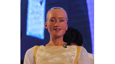 The worldu2019s first robot citizen with artificial intelligence, Sophia, arrived in Dhaka on early Tuesday to attend the countryu2019s digital fairu2013 Digital World 2017 | Syed Zakir Hossain