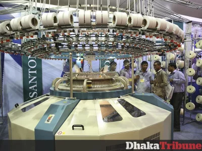Some of the latest technology on display at the exhibition, for Bangladeshu2019s ever expanding garments sector. Photo: Syed Zakir Hossain/Dhaka Tribune