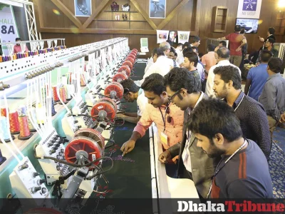 The exhibition offers the opportunity for visitors to take a close look at how some of the machinery works. Photo: Syed Zakir Hossain/Dhaka Tribune