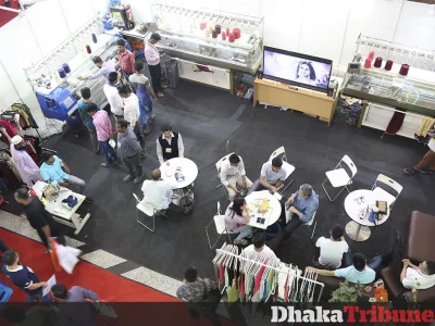 Equipment, products and technology concerning all aspects of garments and textile processing were on show at the exhibition. Photo: Syed Zakir Hossain/Dhaka Tribune