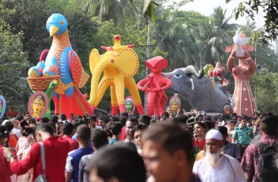 The historic Mangal Shobhajatra is symbolic of the banishment of evil forces as the new year emerges | Syed Zakir Hossain/Dhaka Tribune