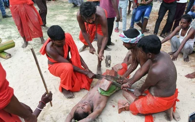 Rituals being performed as part of Charak Sangkranti in Agartala, Tripura  Pranab Shil