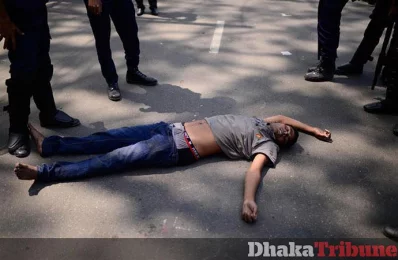 Protestor seen senseless in the middle of the protest MAHMUD HOSSAIN OPU/DHAKA TRIBUNE