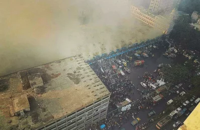A birdseye view of the DNCC market as efforts underway to bring the blaze under control COURTESY