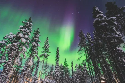 An igloo for two under the Northern Lights