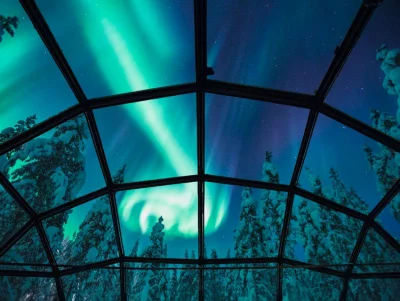 An igloo for two under the Northern Lights