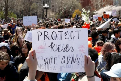 File photo: Youths take part in a National School Walkout anti-gun march in Washington Square Park in the Manhattan borough of New York City, New York, US, April 20, 2018 | Reuters