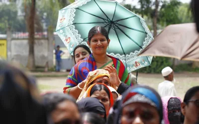 A voter beams while waiting in line to cast her ballot in the Gazipur polls | Mehedi Hasan/Dhaka Tribune